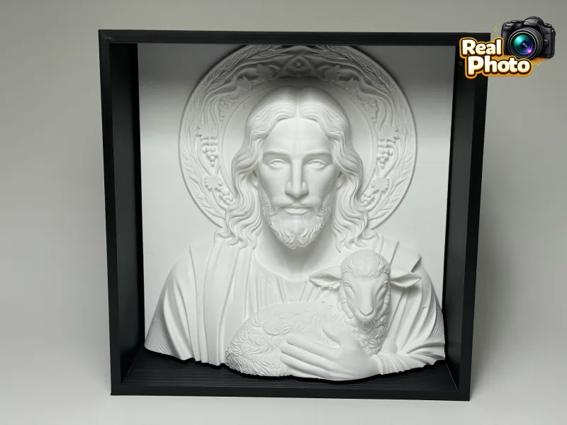 The Good Shepherd – Jesus Relief (Wall Frame) — free 3D print STL file
