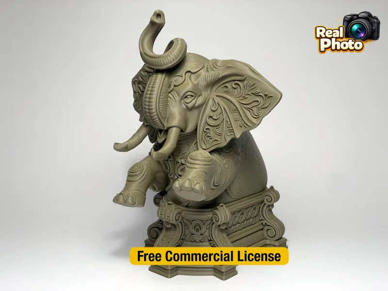 Ornate Elephant Statue – Decorative Display Piece — free 3D print STL file