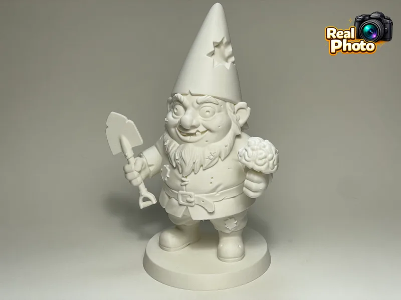 Gnarly Zombie Garden Gnome – Brain Snack Edition — free 3D print STL file