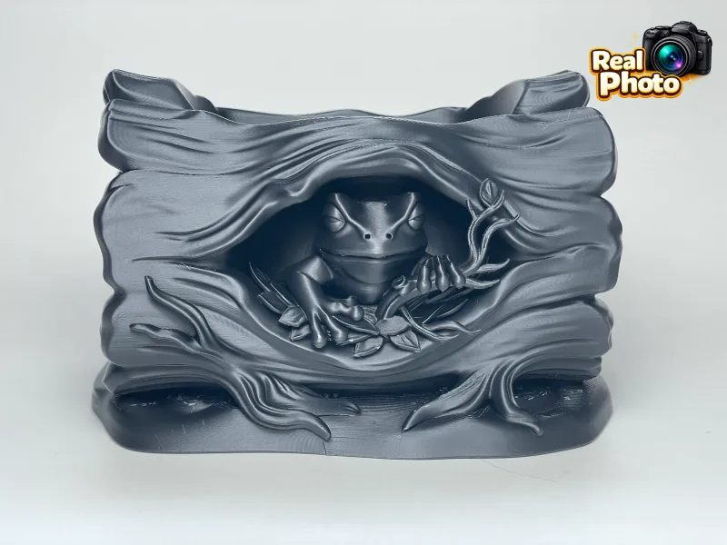 Frog Log Planter – Hidden Hollow Edition  — free 3D print STL file