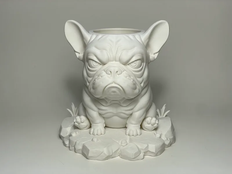 Grumpy Frenchie Planter — free 3D print STL file